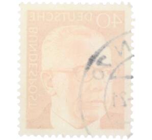 Почтовая марка 40 пфеннигов 1970 года Западная Германия (ФРГ) «Президент Густав Хайнеман» — Фото №2