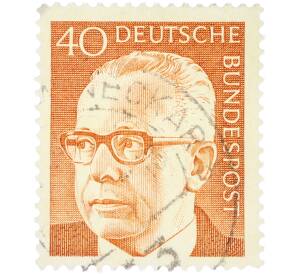 Почтовая марка 40 пфеннигов 1970 года Западная Германия (ФРГ) «Президент Густав Хайнеман» — Фото №1
