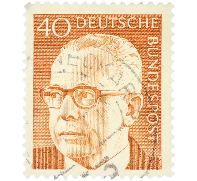 Почтовая марка 40 пфеннигов 1970 года Западная Германия (ФРГ) «Президент Густав Хайнеман» (Артикул: T11-41096) — Фото №1