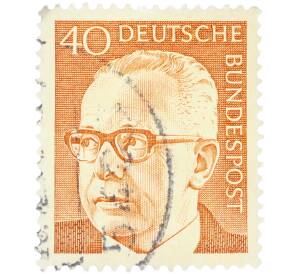 Почтовая марка 40 пфеннигов 1970 года Западная Германия (ФРГ) «Президент Густав Хайнеман» — Фото №1