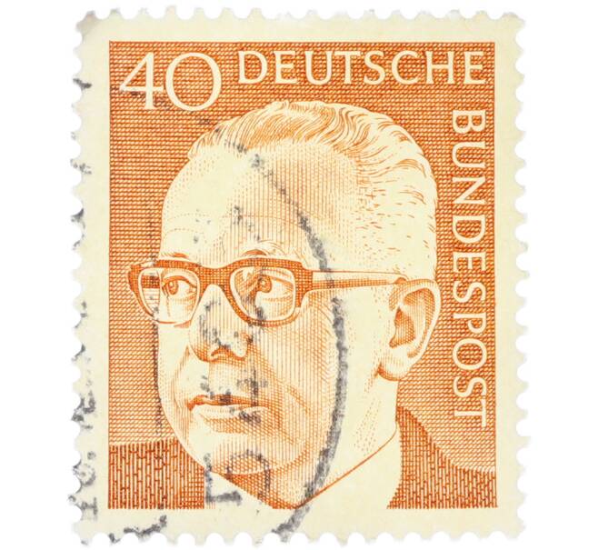 Почтовая марка 40 пфеннигов 1970 года Западная Германия (ФРГ) «Президент Густав Хайнеман» (Артикул: T11-41097) — Фото №1