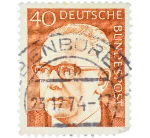 Почтовая марка 40 пфеннигов 1970 года Западная Германия (ФРГ) «Президент Густав Хайнеман» — Фото №1