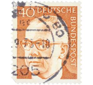 Почтовая марка 40 пфеннигов 1970 года Западная Германия (ФРГ) «Президент Густав Хайнеман» — Фото №1