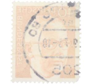 Почтовая марка 40 пфеннигов 1970 года Западная Германия (ФРГ) «Президент Густав Хайнеман» — Фото №2