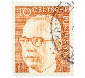 Почтовая марка 40 пфеннигов 1970 года Западная Германия (ФРГ) «Президент Густав Хайнеман» — Фото №1