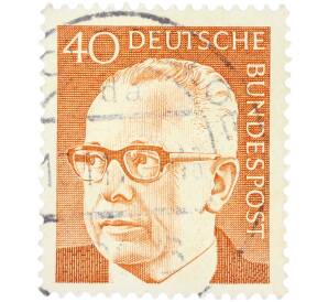 Почтовая марка 40 пфеннигов 1970 года Западная Германия (ФРГ) «Президент Густав Хайнеман» — Фото №1