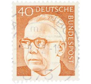Почтовая марка 40 пфеннигов 1970 года Западная Германия (ФРГ) «Президент Густав Хайнеман» — Фото №1
