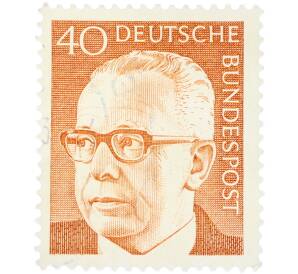 Почтовая марка 40 пфеннигов 1970 года Западная Германия (ФРГ) «Президент Густав Хайнеман» — Фото №1