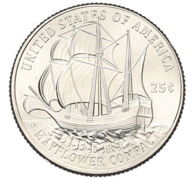 Монета 1/4 доллара (25 центов) 2026 года P США «250 лет независимости США — Мейфлауэр» (Артикул: M2-92246) — Фото №1