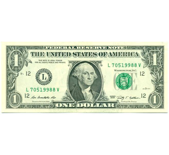 Банкнота 1 доллар 2009 года США (Артикул: K12-81271) — Фото №1