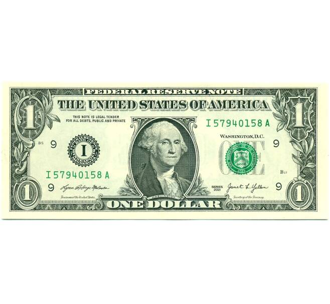 Банкнота 1 доллар 2021 года США (Артикул: K12-81272) — Фото №1