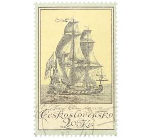 1Почтовая марка 20 крон 1970 года Чехословакия «Гравюра Франсуа Шеро — Корабль» — Фото №1