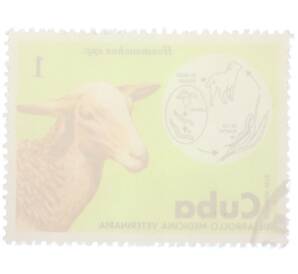 Почтовая марка 1 сентаво 1975 года Куба «Развитие ветеринарии - Овца и жизненный цикл Haemonchus spp.» — Фото №2