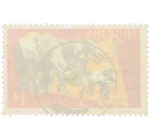 Почтовая марка 1 пенни 1965 года Нигерия «Фауна Африки — Африканские слоны» — Фото №2