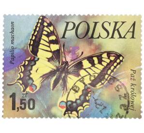 Почтовая марка 1.50 злотых 1967 года Польша «Бабочки — Махаон» — Фото №1