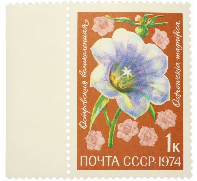 Почтовая марка 1 копейка 1974 года «Цветы альпийских лугов Средней Азии — Островския великолепная» (Артикул: K12-81773) — Фото №1