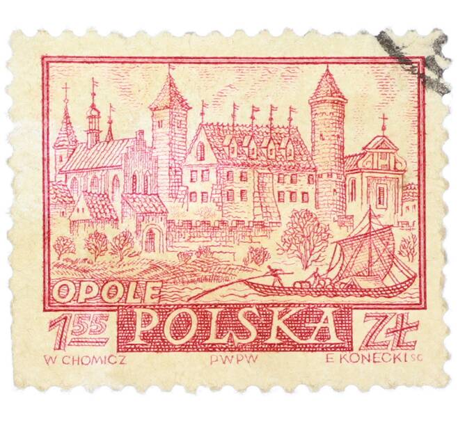 Почтовая марка 1.55 злотых 1960 года Польша «Исторические города Польши — Ополе» (Артикул: K12-81799) — Фото №1