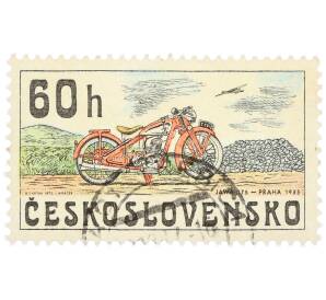 Почтовая марка 60 геллеров 1975 года Чехословакия «Чехословацкие мотоциклы — Ява 175» — Фото №1