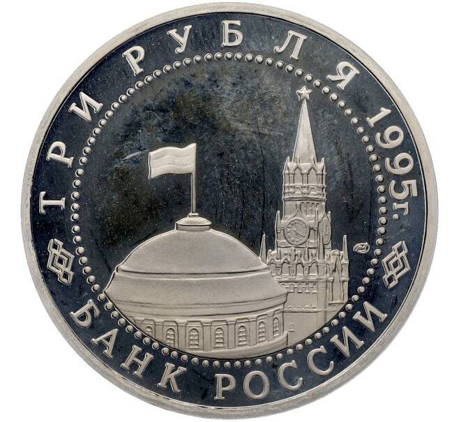 Монета 3 рубля 1995 года ЛМД «Освобождение Европы от фашизма — Берлин» (Proof) (Артикул: T11-41276) — Фото №2