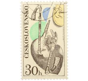 Почтовая марка 30 геллеров 1974 года Чехословакия «Музыкальные инструменты — Волынка» — Фото №1