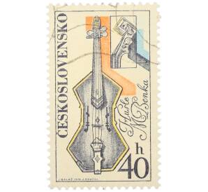 Почтовая марка 40 геллеров 1974 года Чехословакия «Музыкальные инструменты — Скрипка» — Фото №1