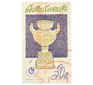 Почтовая марка 30 геллеров 1977 года Чехословакия «Традиции чехословацкого фарфора — Ваза из Карловых Вар» — Фото №1