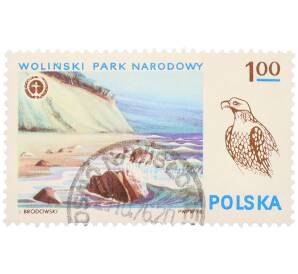 Почтовая марка 1 злотый 1976 года Польша «Национальные парки Польши — Волинский парк и орлан-белохвост» — Фото №1