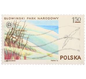 Почтовая марка 1.50 злотых 1976 года Польша «Национальные парки Польши — Словинский парк и серебристая чайка» — Фото №1