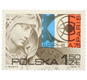 Почтовая марка 1.50 злотых 1975 года Польша «Международная филателистическая выставка ARPHILA 75 в Париже» — Фото №1