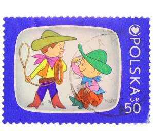Почтовая марка 50 грошей 1975 года Польша «Детские телепередачи — Болек и Лелек на Диком Западе» — Фото №1