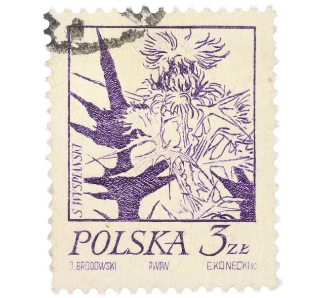Почтовая марка 3 злотых 1974 года Польша «Растения в творчестве Станислава Выспяньского — Чертополох» (Артикул: K12-82021) — Фото №1