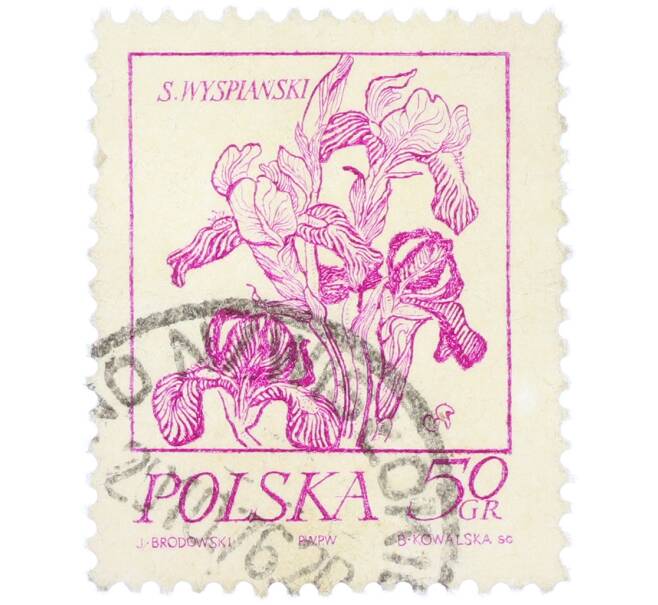 Почтовая марка 50 грошей 1974 года Польша «Растения в творчестве Станислава Выспяньского — Ирисы» (Артикул: K12-82023) — Фото №1