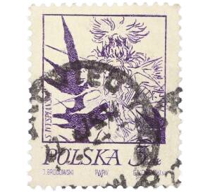 Почтовая марка 3 злотых 1974 года Польша «Растения в творчестве Станислава Выспяньского — Чертополох» — Фото №1