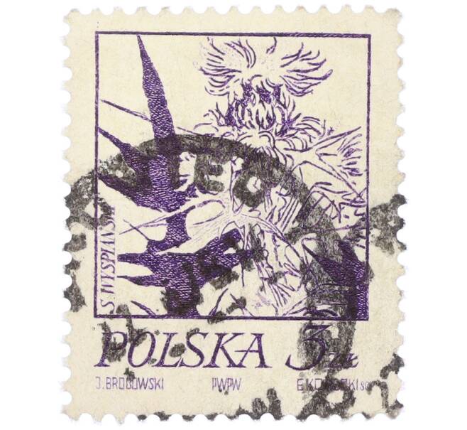 Почтовая марка 3 злотых 1974 года Польша «Растения в творчестве Станислава Выспяньского — Чертополох» (Артикул: K12-82024) — Фото №1
