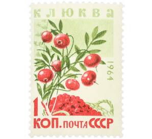 Почтовая марка 1 копейка 1964 года «Ягоды — Клюква» — Фото №1