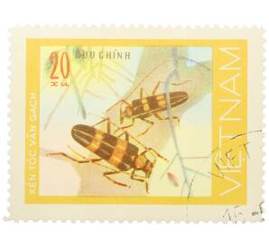 Почтовая марка 20 су 1977 года Вьетнам «Жуки-усачи — Черепицевидный усач» — Фото №1