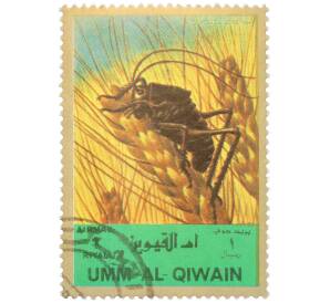 Почтовая марка 1 риял 1972 года Умм-эль-Кайвайн «Саранча» (Надпись авиапочты) — Фото №1