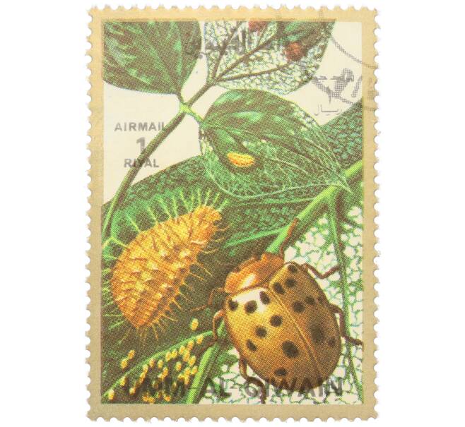 Почтовая марка 1 риял 1972 года Умм-эль-Кайвайн «Насекомые — Мексиканский фасолевый жук» (Надпись авиапочты) (Артикул: K12-82054) — Фото №1