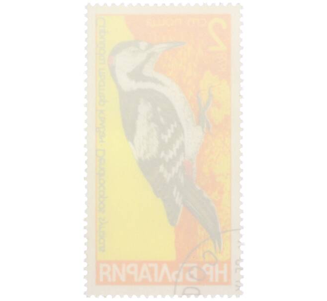 Почтовая марка 2 стотинки 1978 года Болгария «Семейство дятловых — Сирийский пестрый дятел» (Артикул: K12-82080) — Фото №2