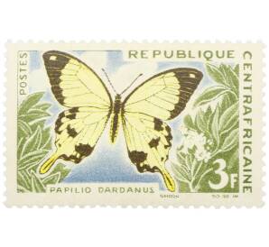 Почтовая марка 3 франка 1963 года Центрально-Африканская республика (ЦАР) «Фауна — Африканский парусник» — Фото №1