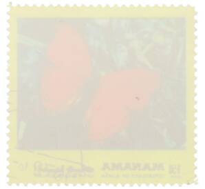 Почтовая марка 1.50 риала 1972 года Манама «Бабочки восточного полушария — Изменчивая ложная акрея» — Фото №2