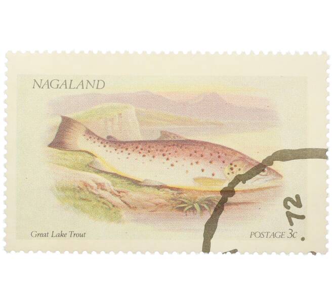 Почтовая марка 3 цента 1972 года Нагаленд «Рыбы — Кумжа» (Артикул: K12-82264) — Фото №1