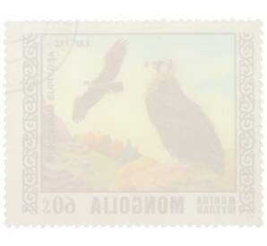 Почтовая марка 60 мунгу 1976 года Монголия «Охраняемые виды хищных птиц III - Черный гриф» — Фото №2