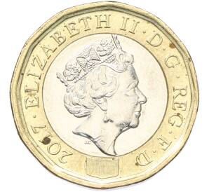 1 фунт 2017 года Великобритания — Фото №2