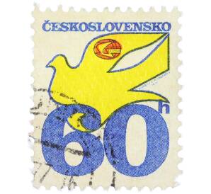 Почтовая марка 60 геллеров 1974 года Чехословакия «Международный год мира — Почтовый голубь» — Фото №1