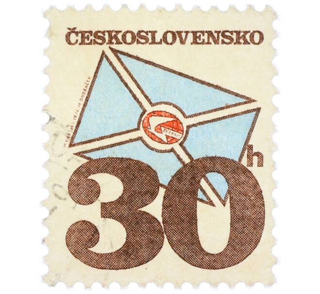 Почтовая марка 30 геллеров 1974 года Чехословакия «Почтовые эмблемы — Стилизованное письмо» (Артикул: K12-83307) — Фото №1