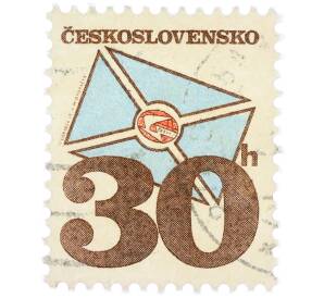 Почтовая марка 30 геллеров 1974 года Чехословакия «Почтовые эмблемы — Стилизованное письмо» — Фото №1