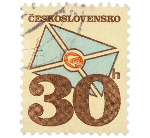 Почтовая марка 30 геллеров 1974 года Чехословакия «Почтовые эмблемы — Стилизованное письмо» — Фото №1