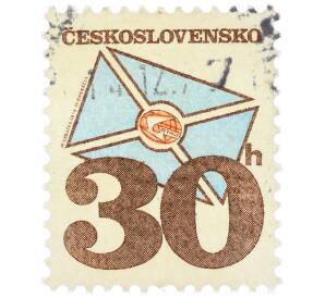 Почтовая марка 30 геллеров 1974 года Чехословакия «Почтовые эмблемы — Стилизованное письмо» — Фото №1