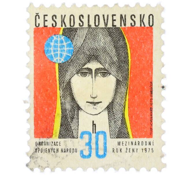 Почтовая марка 30 геллеров 1975 года Чехословакия «Международный год женщины» (Артикул: K12-83314) — Фото №1